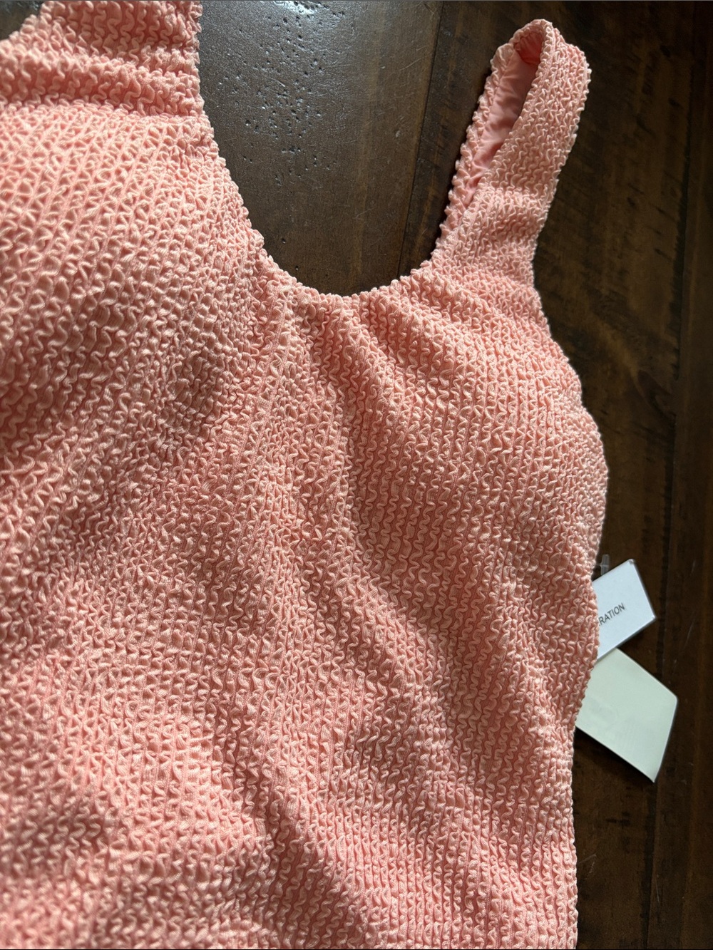 BCBGeneration High Cut Cheeky Textured One-Piece Swimsuit S Peach - Picture 2 of 8